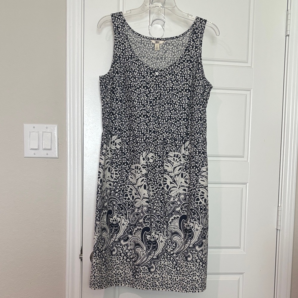 G.H. Bass & Co. Black and Cream Patterned Midi Dress